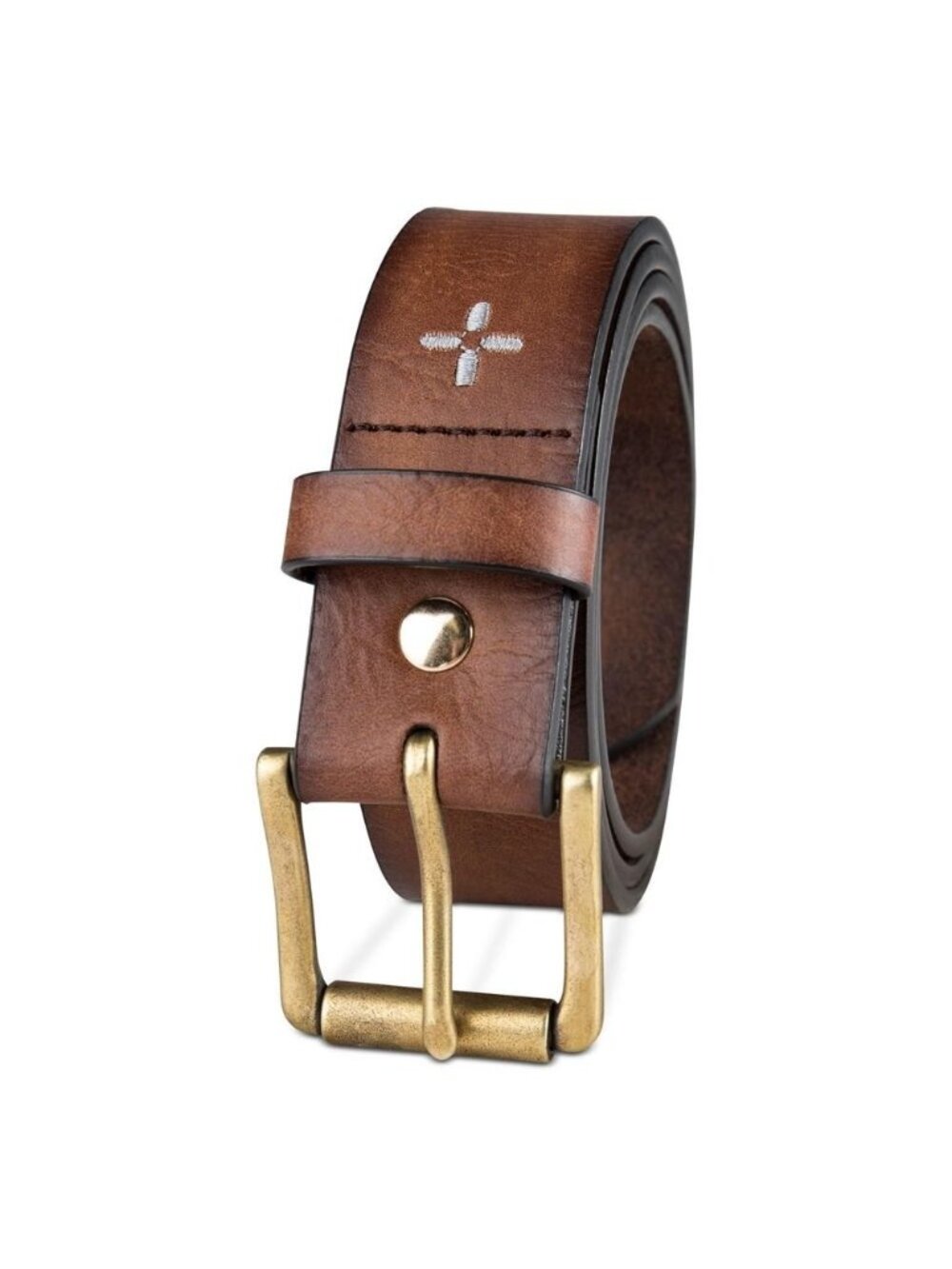 Sun + Stone SUN STONE Men Brown Adjustable Faux Leather Casual Belt Size M 34-36